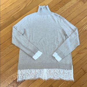 Joie Fredrika Lace Trim Turtleneck Sweater